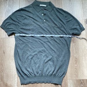 SuitSupply grey-green linen cotton polo